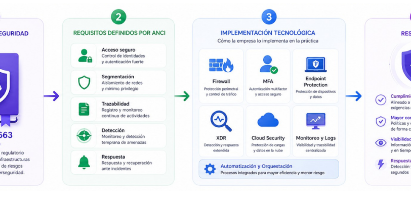 Mapa de cumplimiento de la Ley de Ciberseguridad en Chile (Ley 21.663) con requisitos ANCI y soluciones tecnológicas